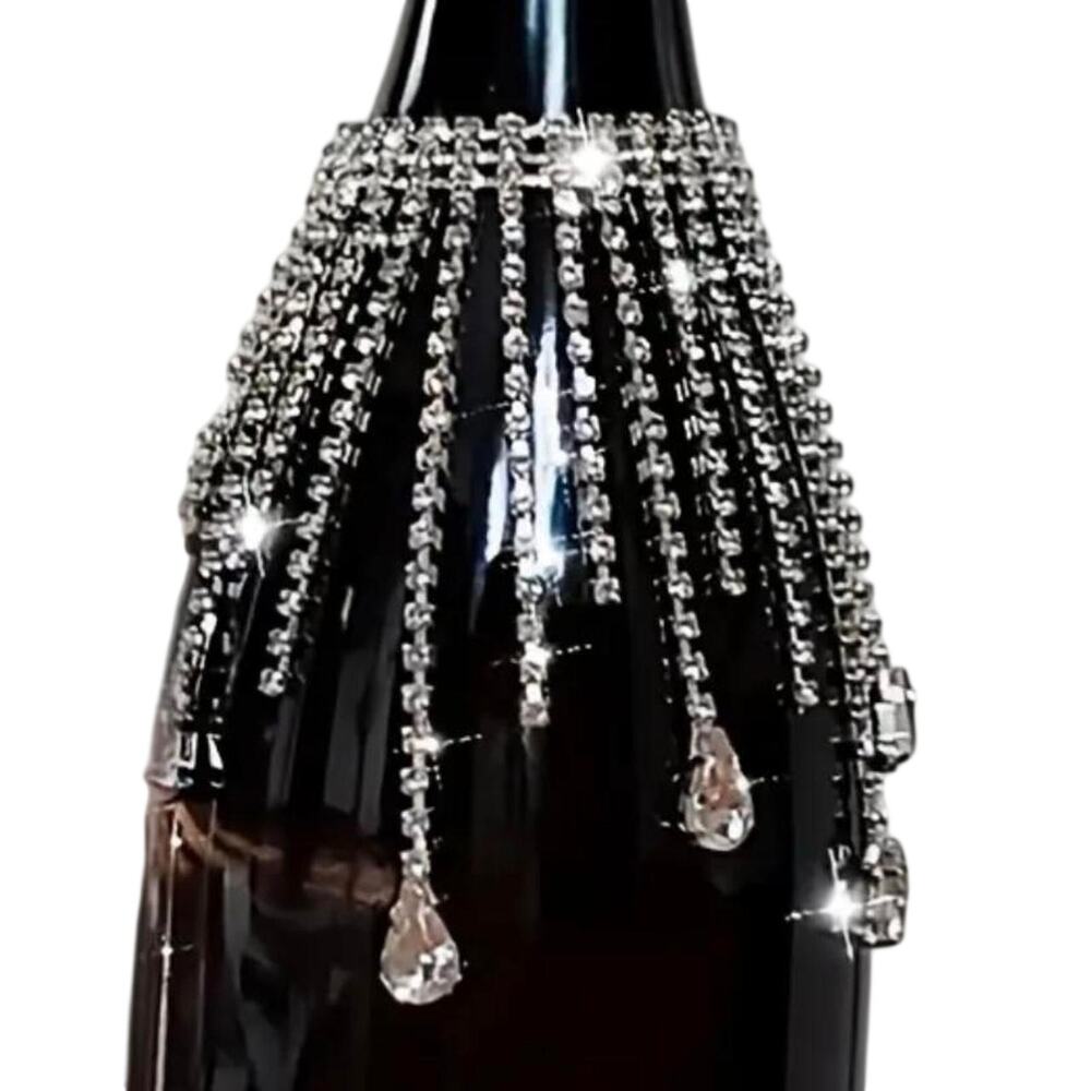 Glamorous! Silver Dripping Rhinestone Bottle Choker Accent Accessories Glamour